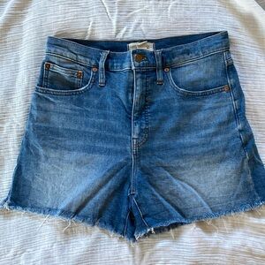 Madewell High Rise denim shorts.